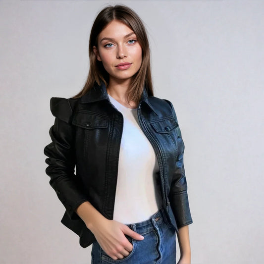 Ready in 5 Vegan Leather Peplum Jacket - Osadia Concept Store