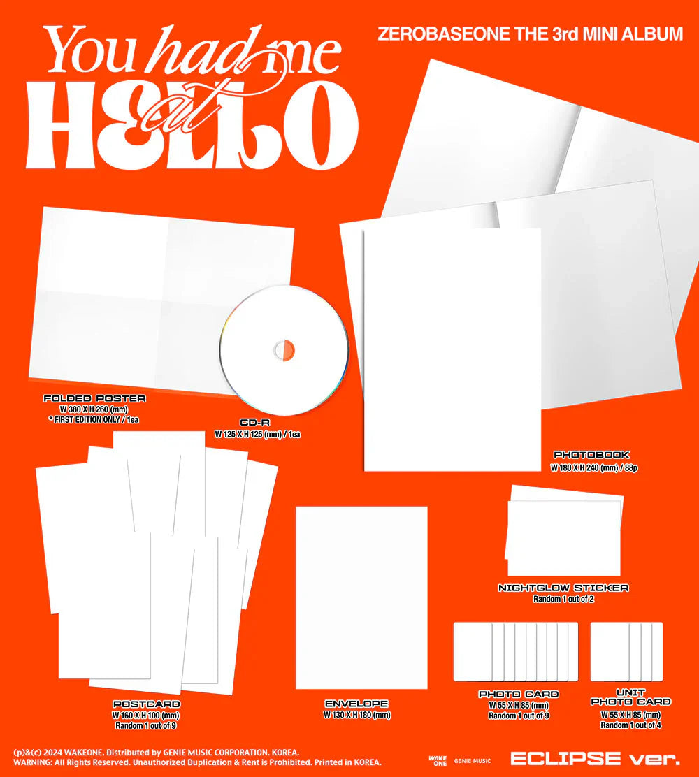 Zerobaseone 3rd Mini Album  - You Had Me At Hello (2 Version Set)
