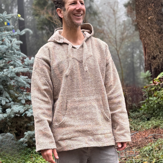 Baja Hoodie Mexican Pullover Sweater - Natural