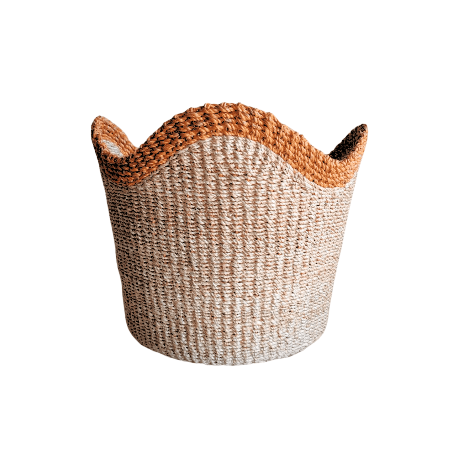 Abaca Scallop Basket with Orange Border – Handwoven Floor Basket | LIKHÂ