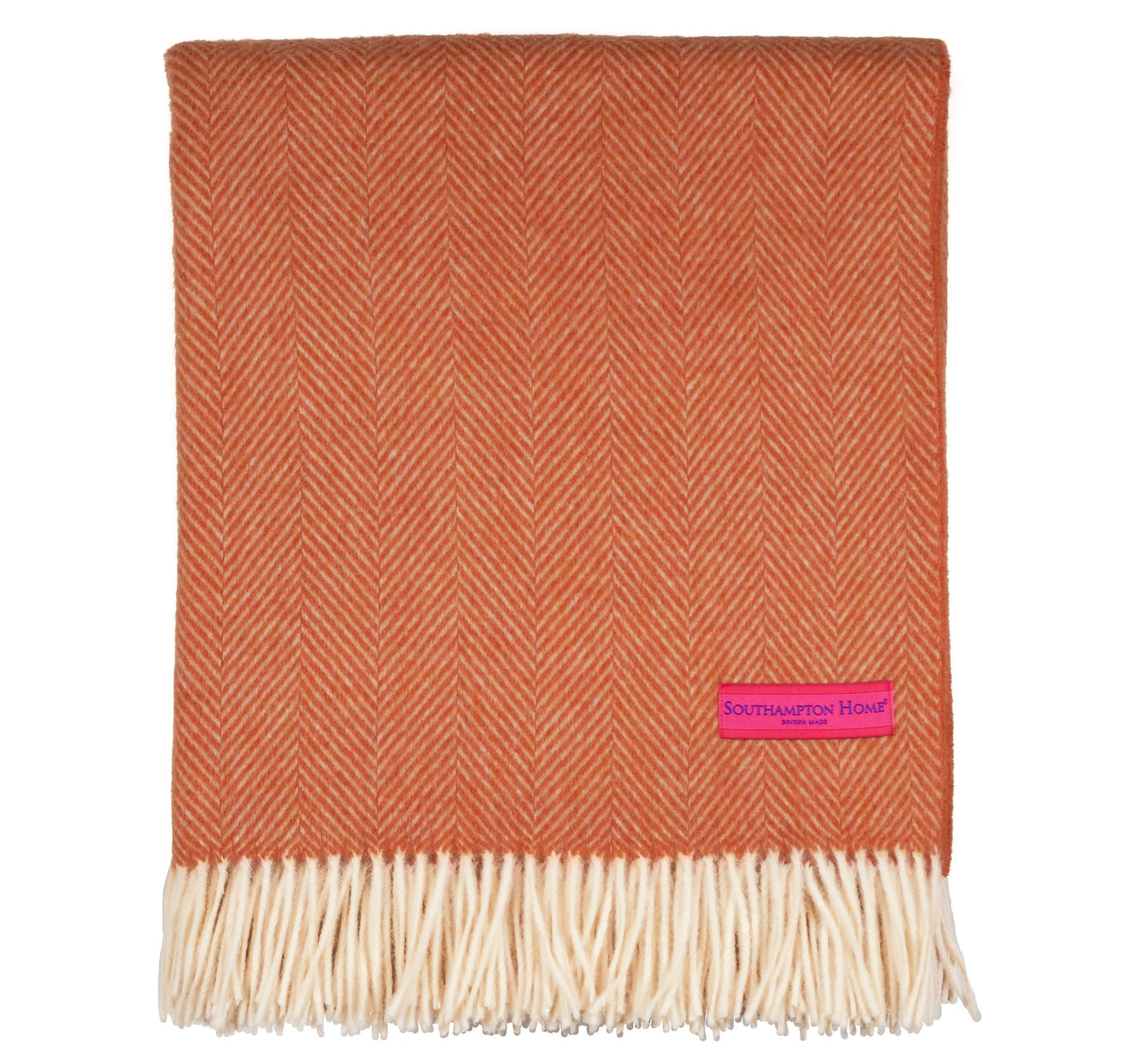 Southampton Home Merino Wool Herringbone Throw (Heirloom Tomato)