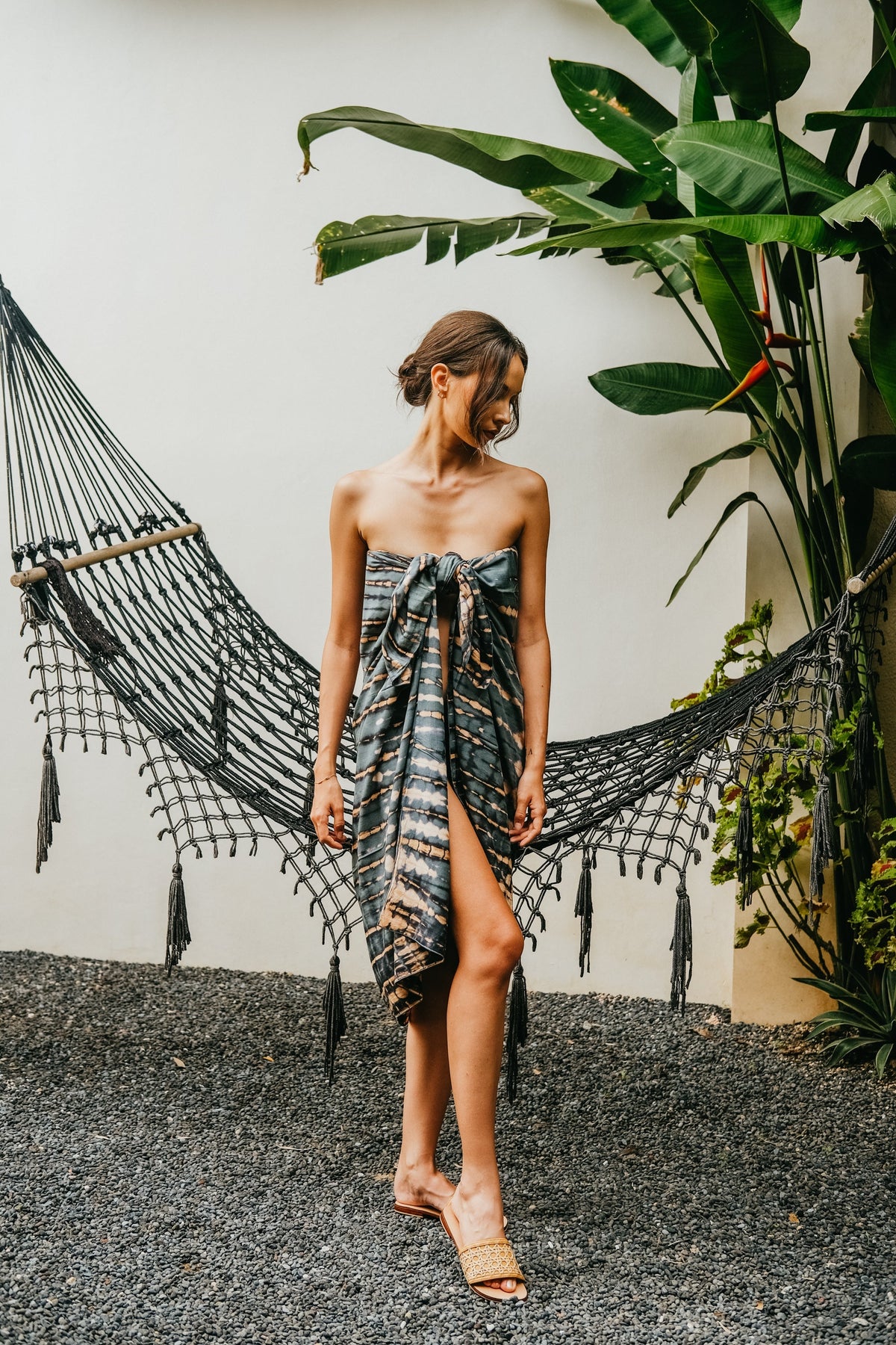 Beach Hand Dyed Sarong in Deep Sea Blue
