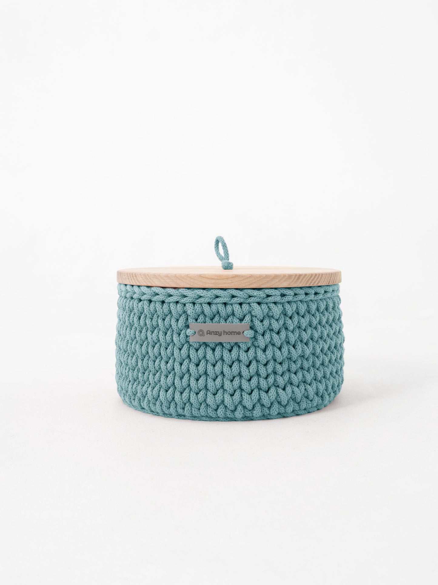 Round Storage Baskets w/ Wooden Lid