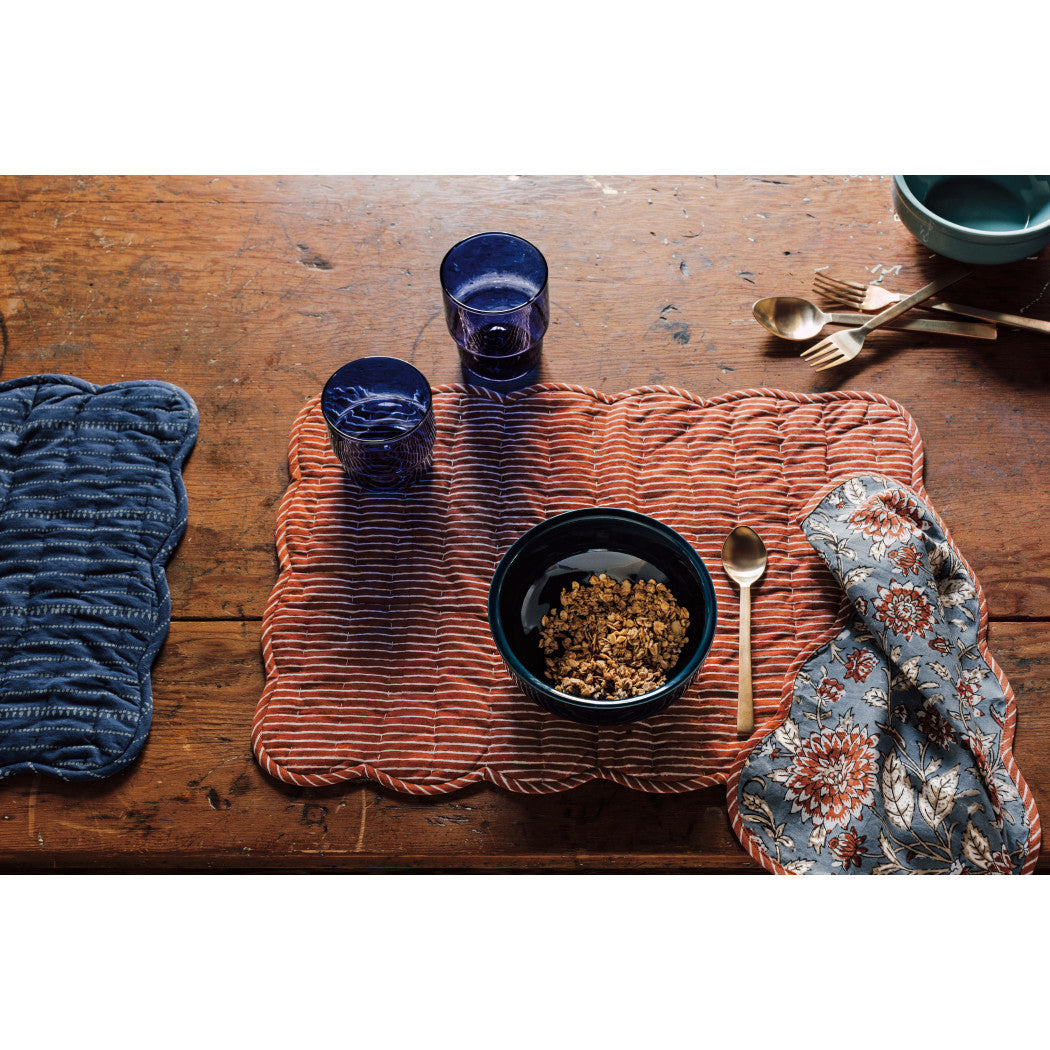 Set of 6 Dahlia Block Print Kantha Placemat