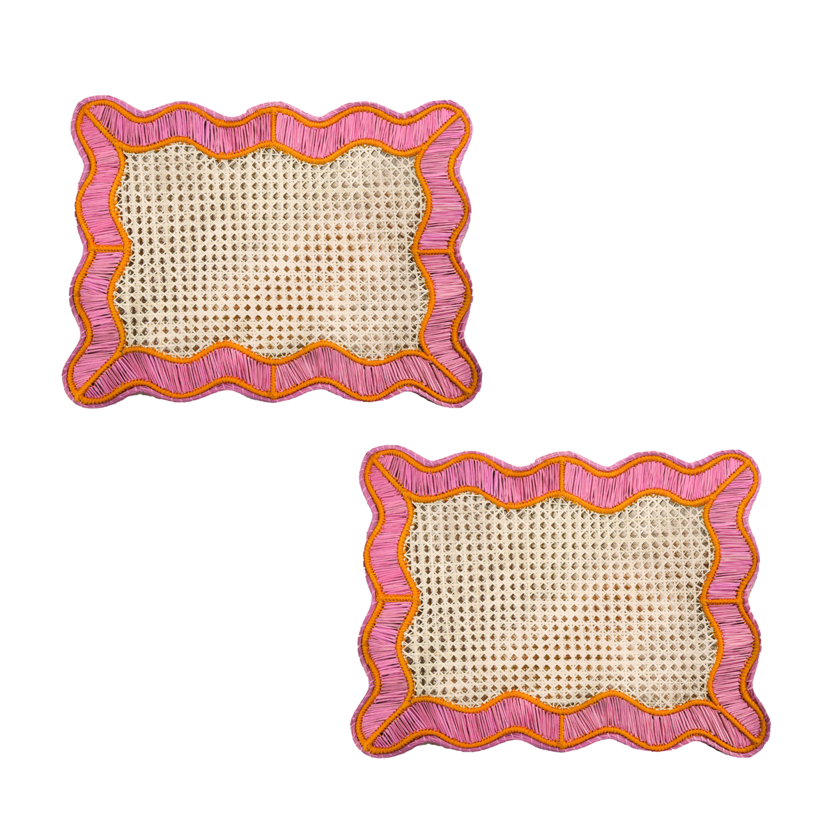 S/2 Wavy Rectangular Placemat - Pink/Orange