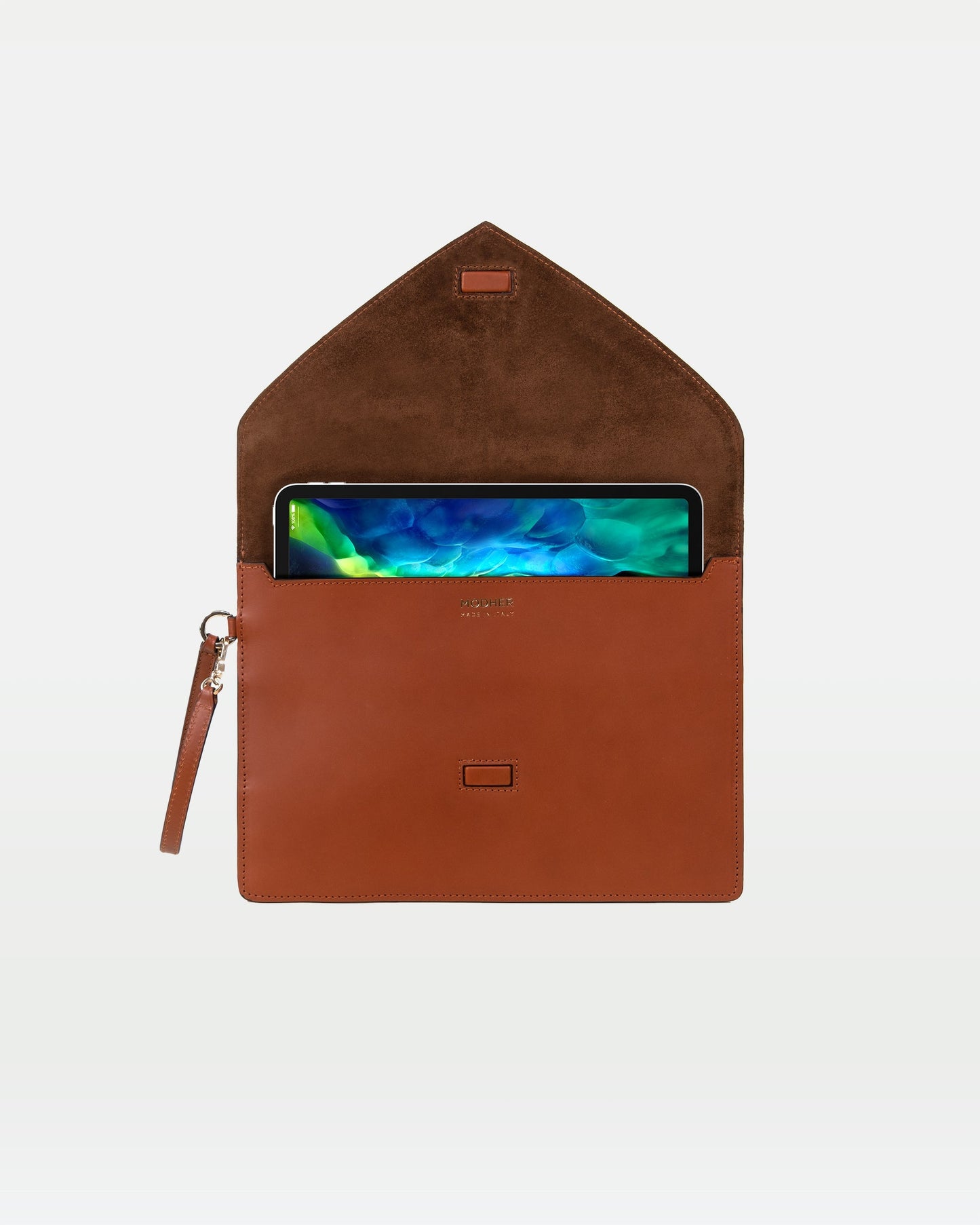 Envelope Clutch in Vegetable tanned calfskin and Suede Leather