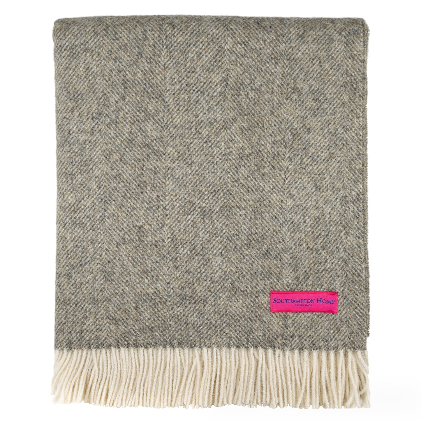 Southampton Home Shetland Lambswool Herringbone Throw – Estate Grey | Woven in England - Osadia Concept Store