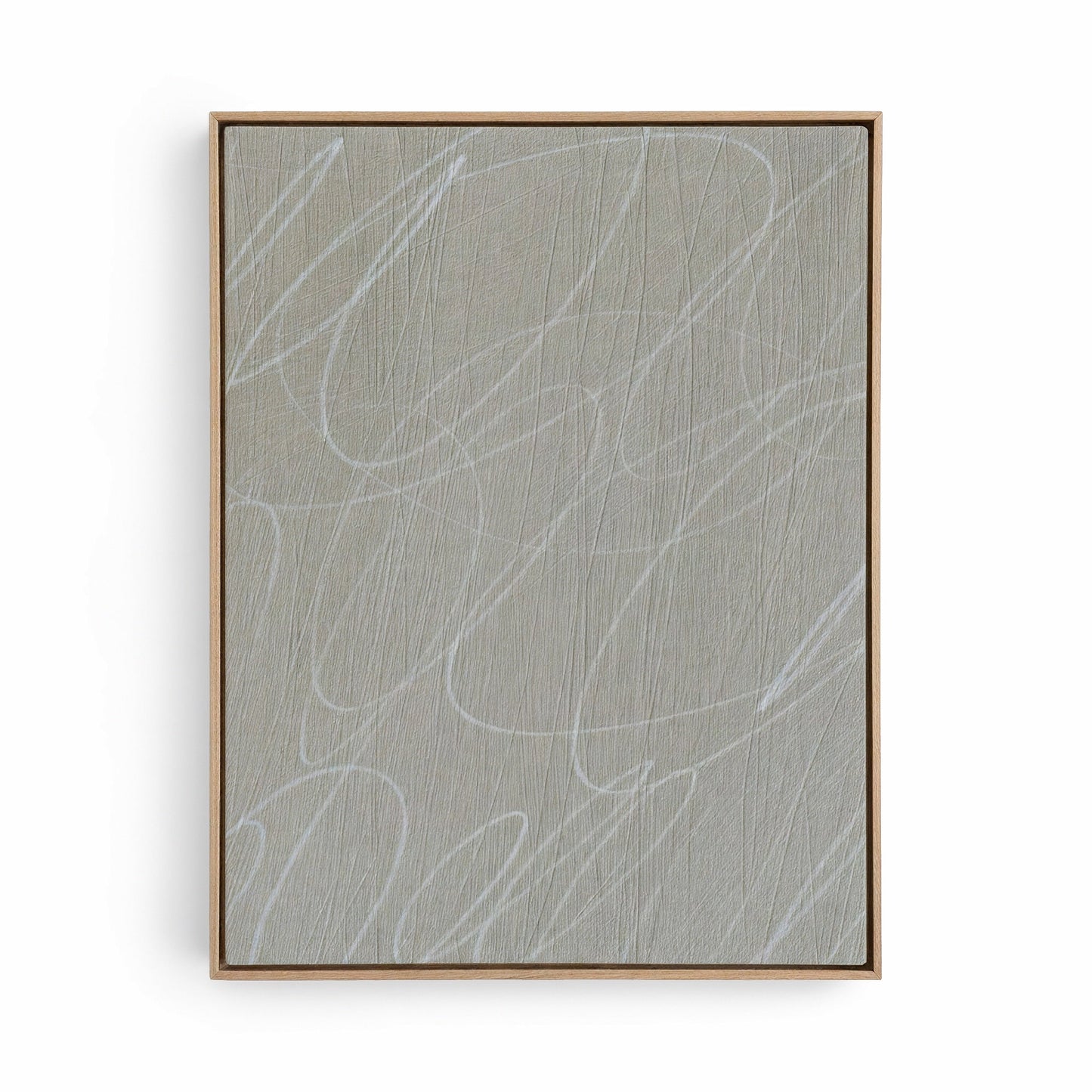 Gestural Marks in Fog Framed Canvas Wall Art