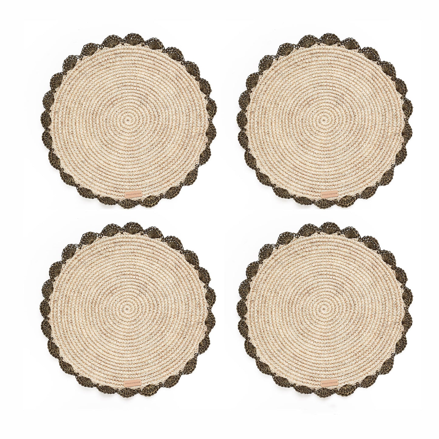 S/4 Hand Crocheted Round Placemat