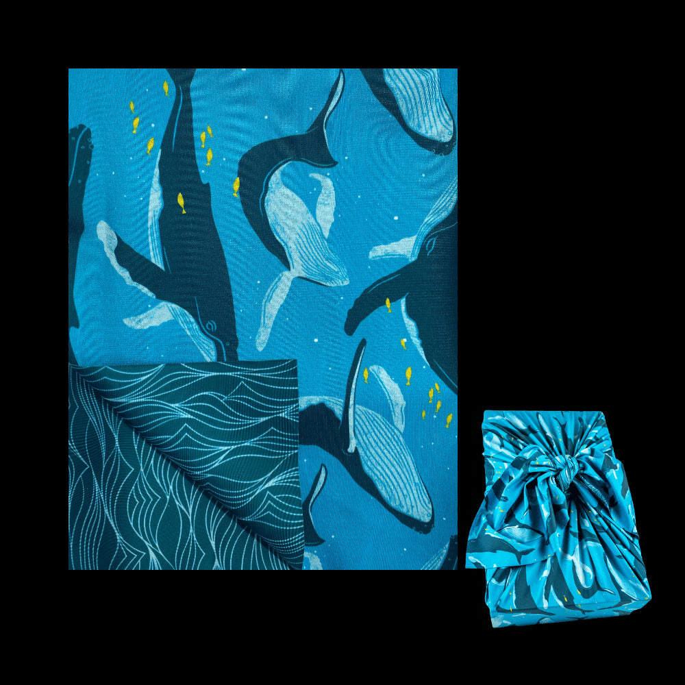 Assorted Set of 5 Reusable Cloth Furoshiki Gift Wrap | Ocean Conservation Collection
