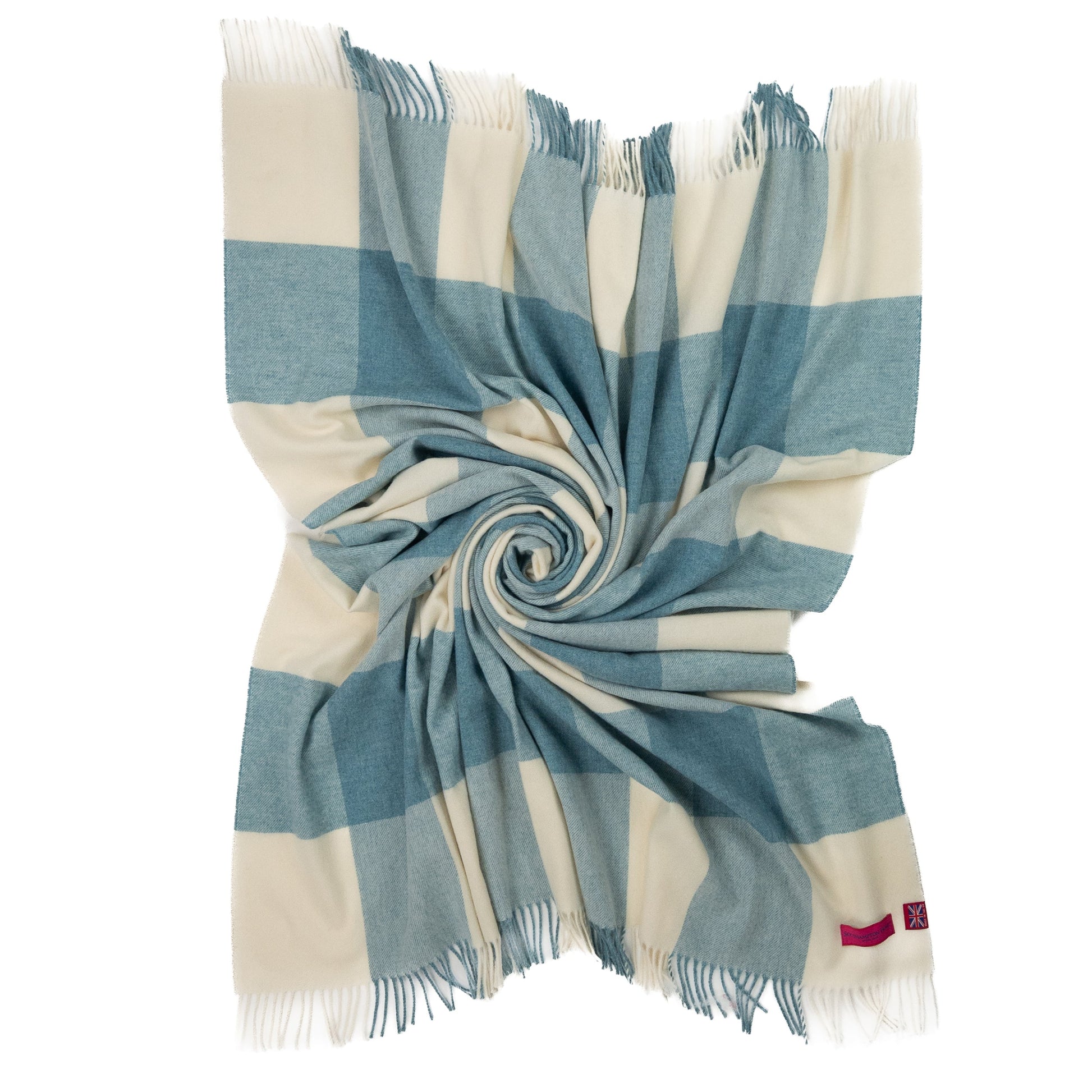 Southampton Home Merino Wool Throw – Block Sky | UK Made - Osadia Concept Store