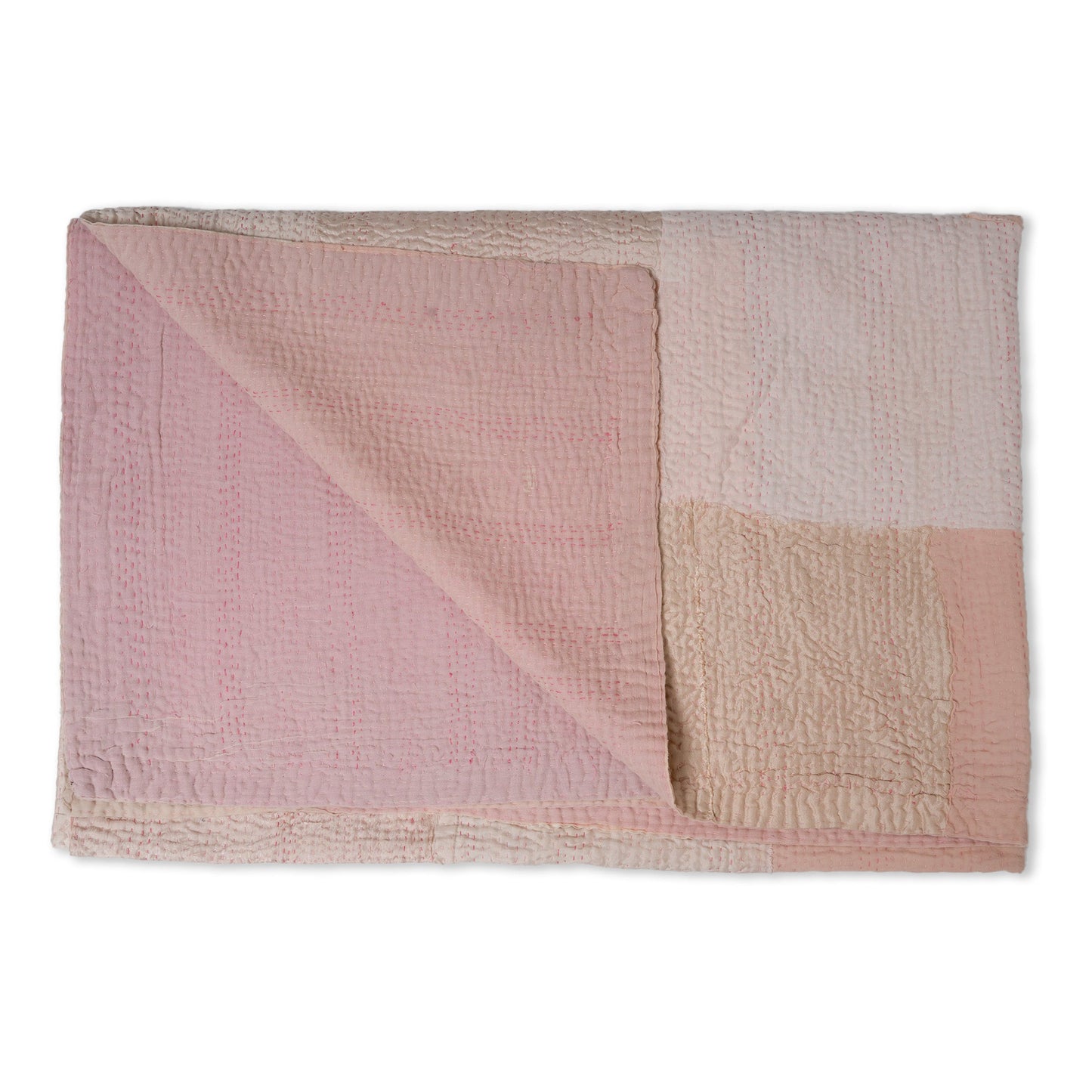 Mosaic Fray Patch Vintage Kantha Throw - Shallot