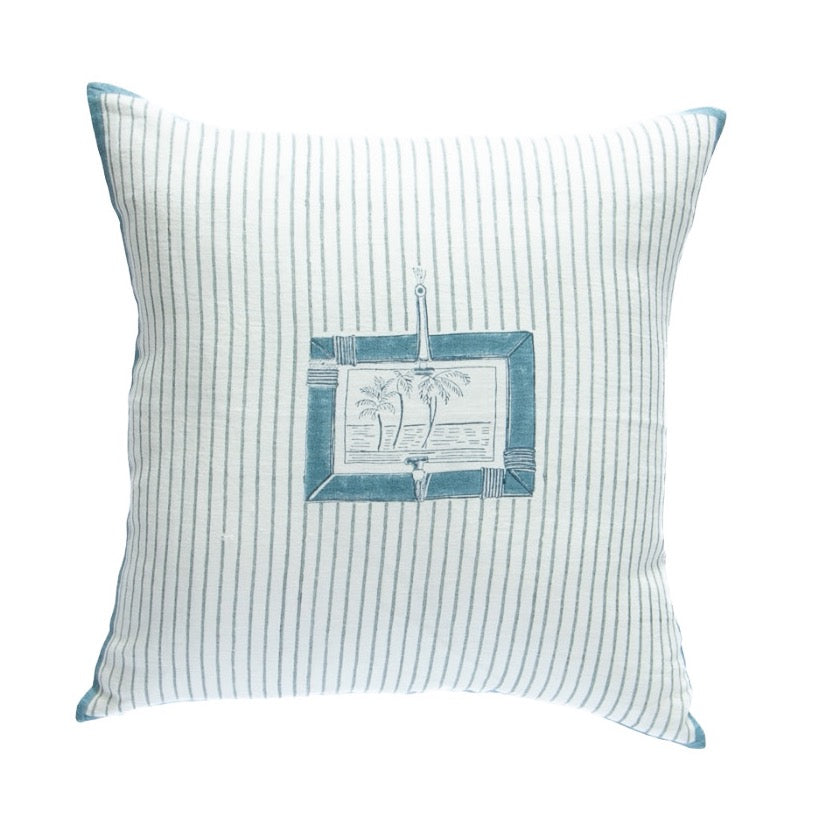 Indigo Palm - Hand Block Printed Cushion Cover