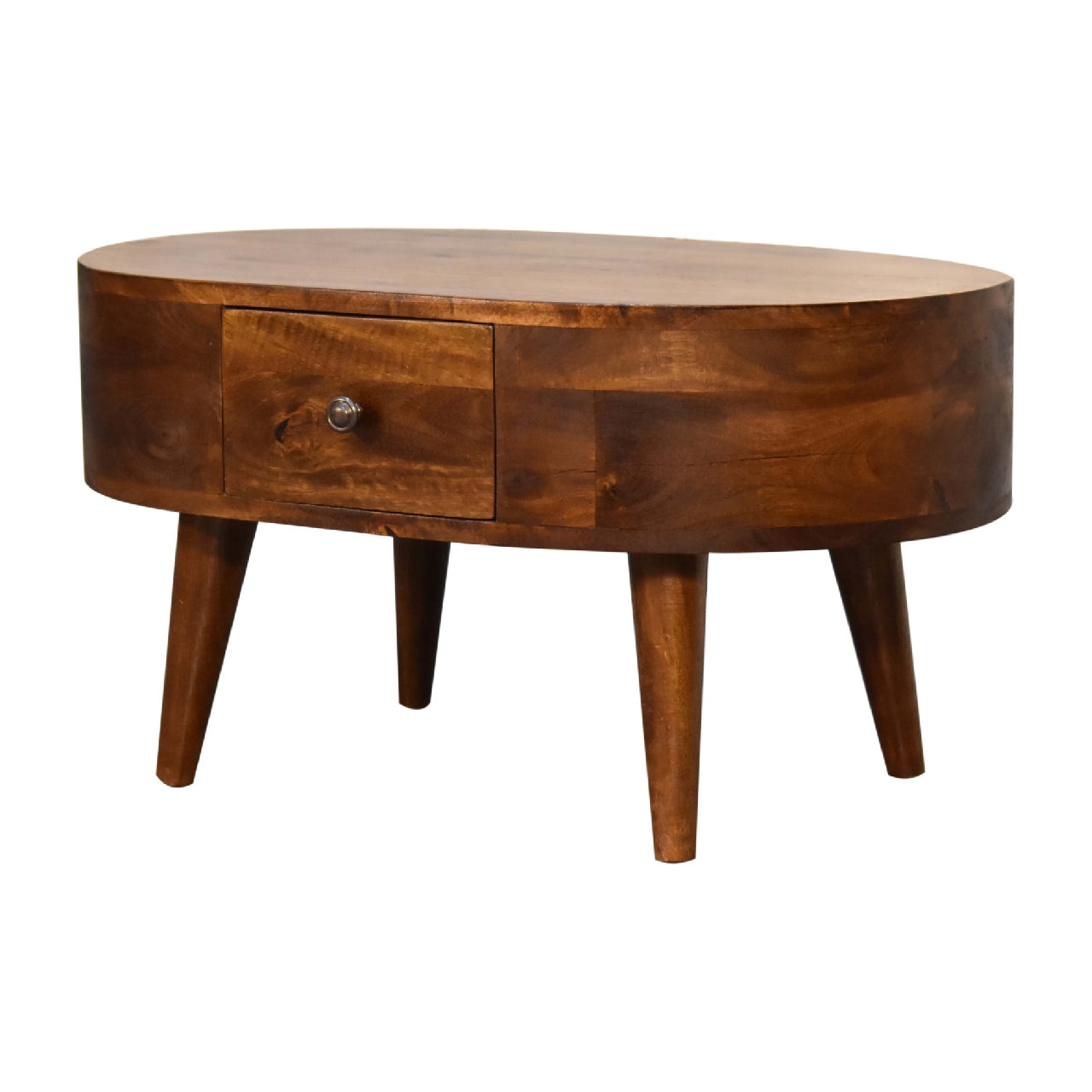 Solid Wood Mini Chestnut Rounded Coffee Table