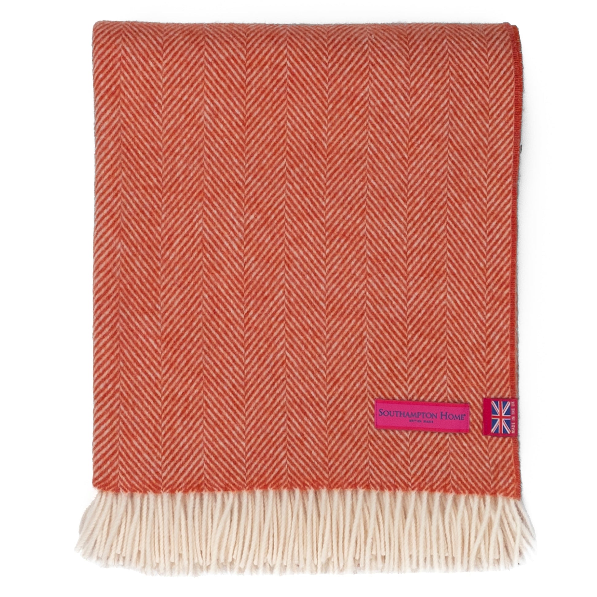 Southampton Home Merino Wool Herringbone Throw (Melon) - Osadia Concept Store