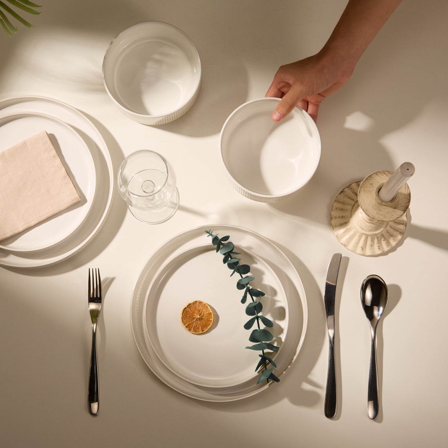 Kook Ceramic Dinnerware Set, 12 Piece, Service for 4, Hearthstone Collection