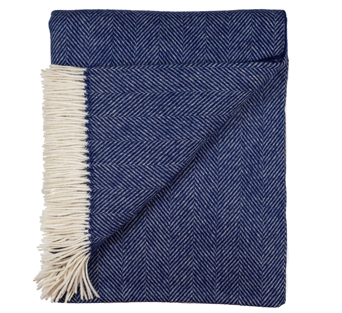 Southampton Home Merino Wool Herringbone Throw - Classic Navy