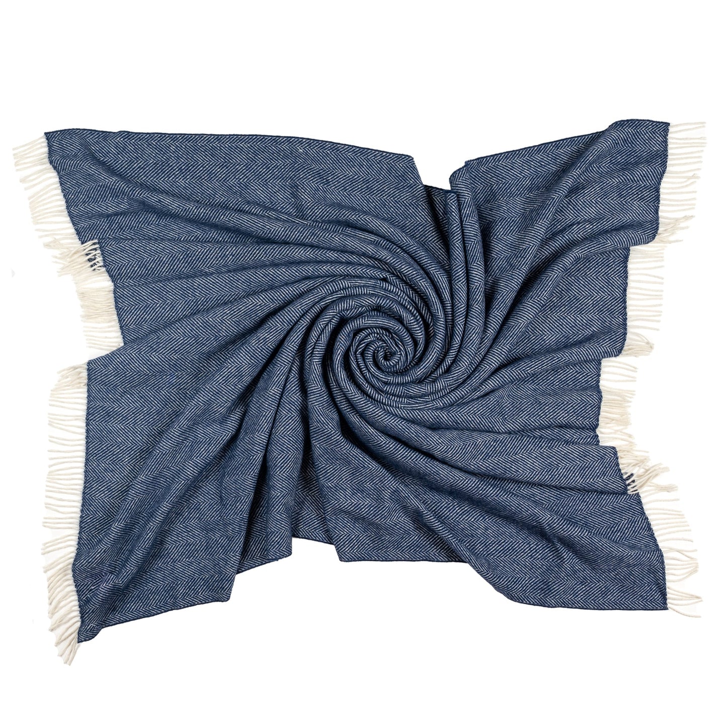 Southampton Home Merino Wool Herringbone Throw - Classic Navy