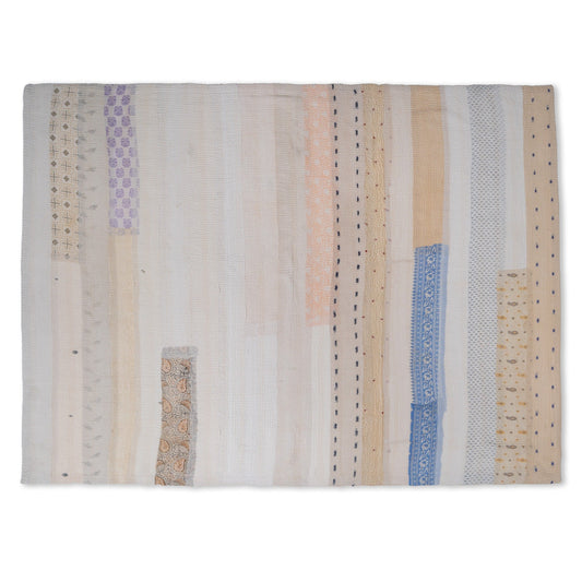 Jewels Stripe Fray Patch Kantha Throw