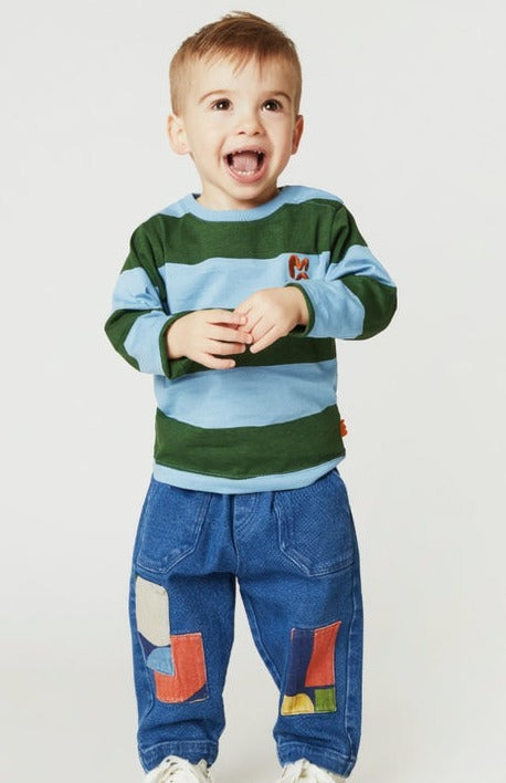 Blue & Green Rugby Stripe Long Sleeve T-Shirt