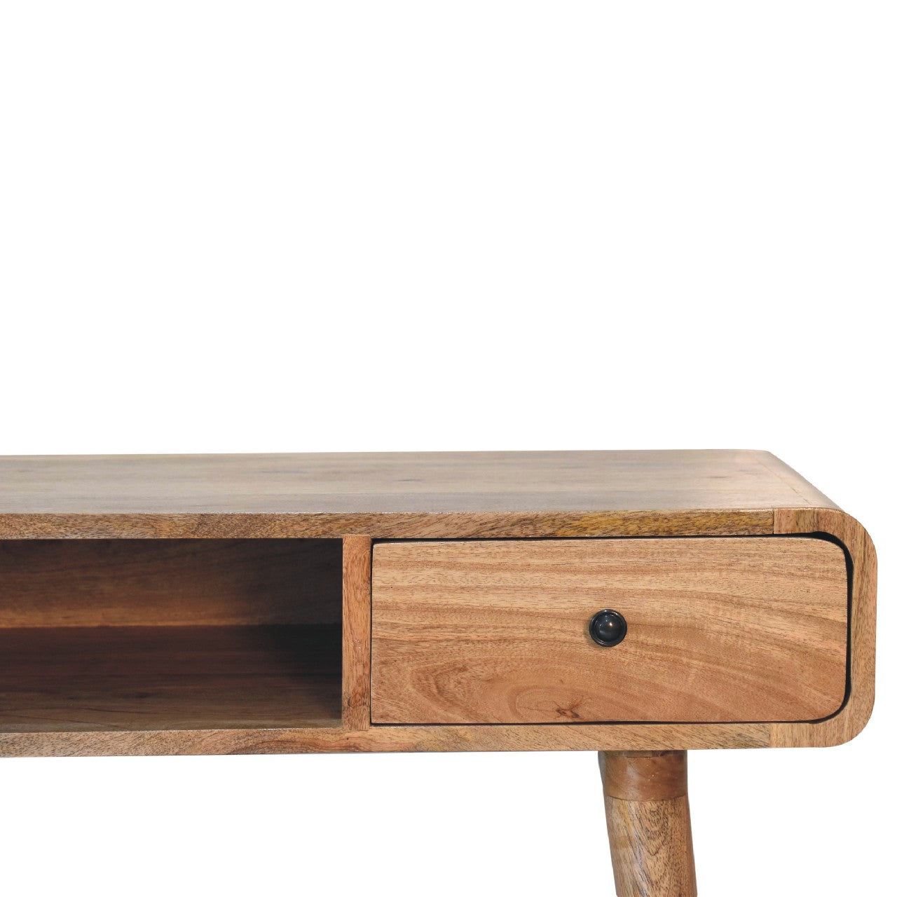 Solid Wood Curved Oak-ish Writing Desk