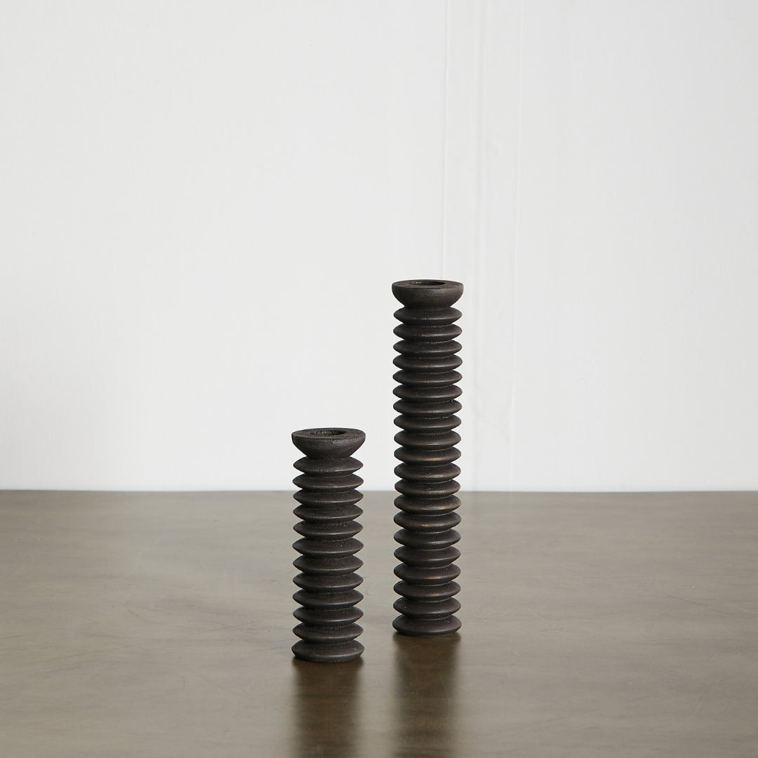 Spiral Pine Modern Wood Candle Candlestick Holder