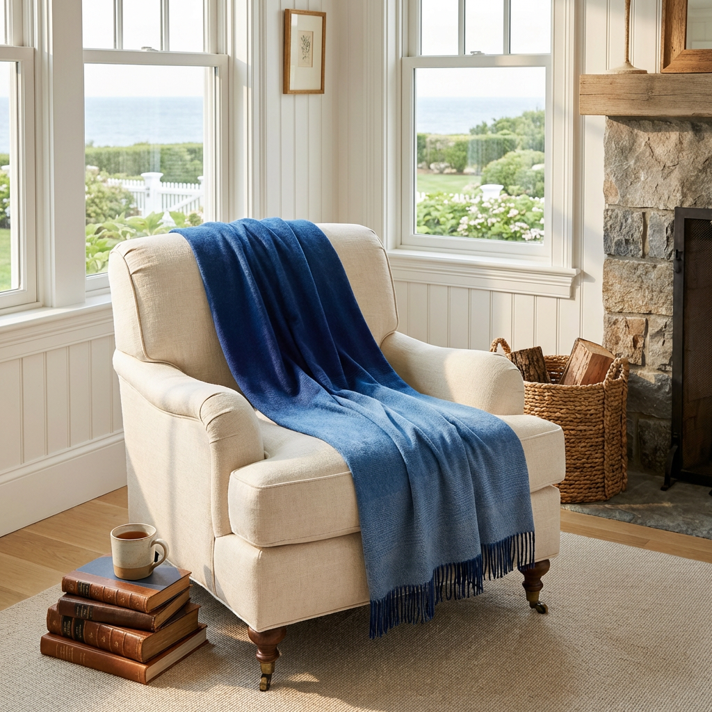 Whisper Ombre Merino Throw in Deep Water | Prince of Scots - Osadia Concept Store