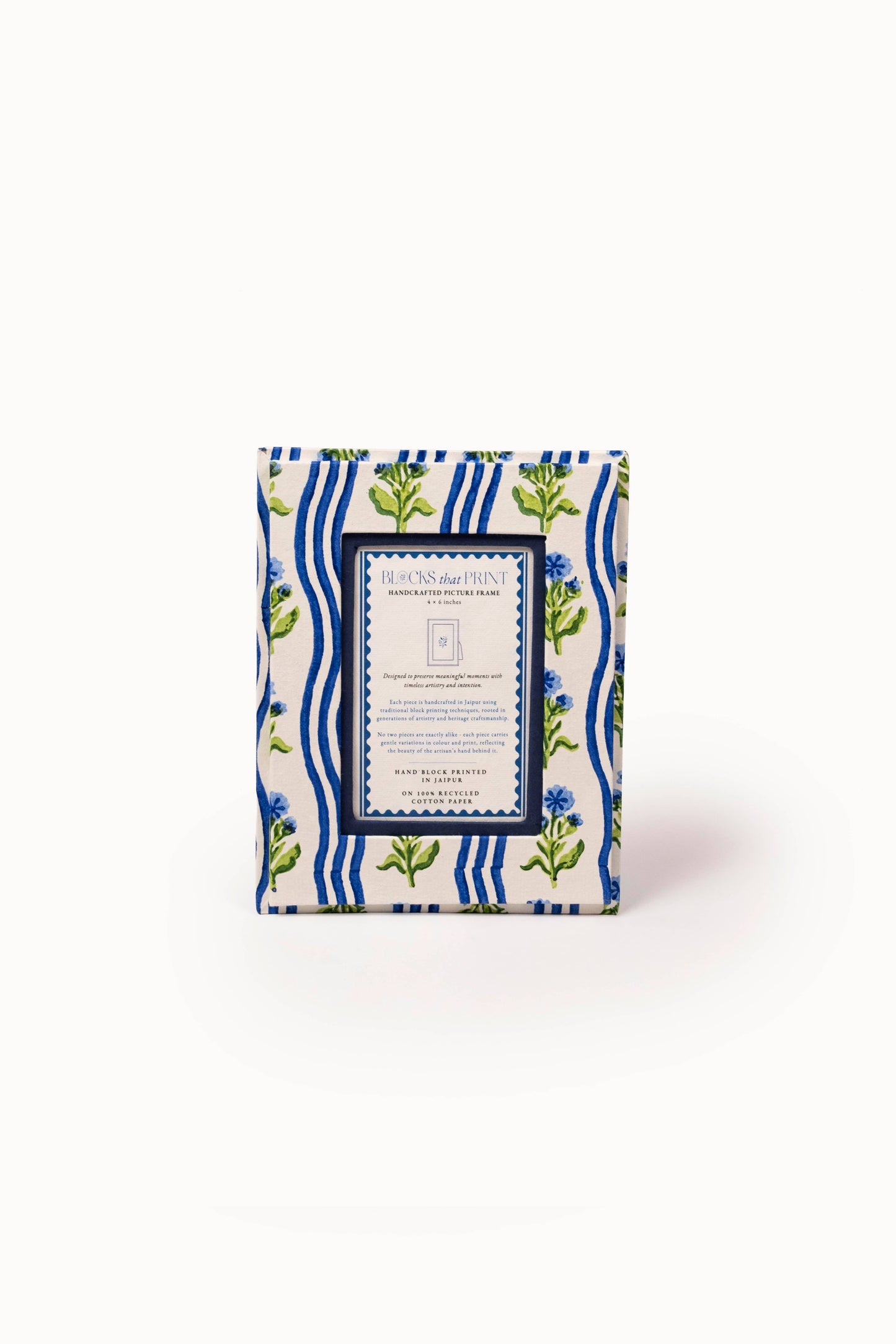 Medium Block Print Photo Frame (4 x 6) - Leher Blue