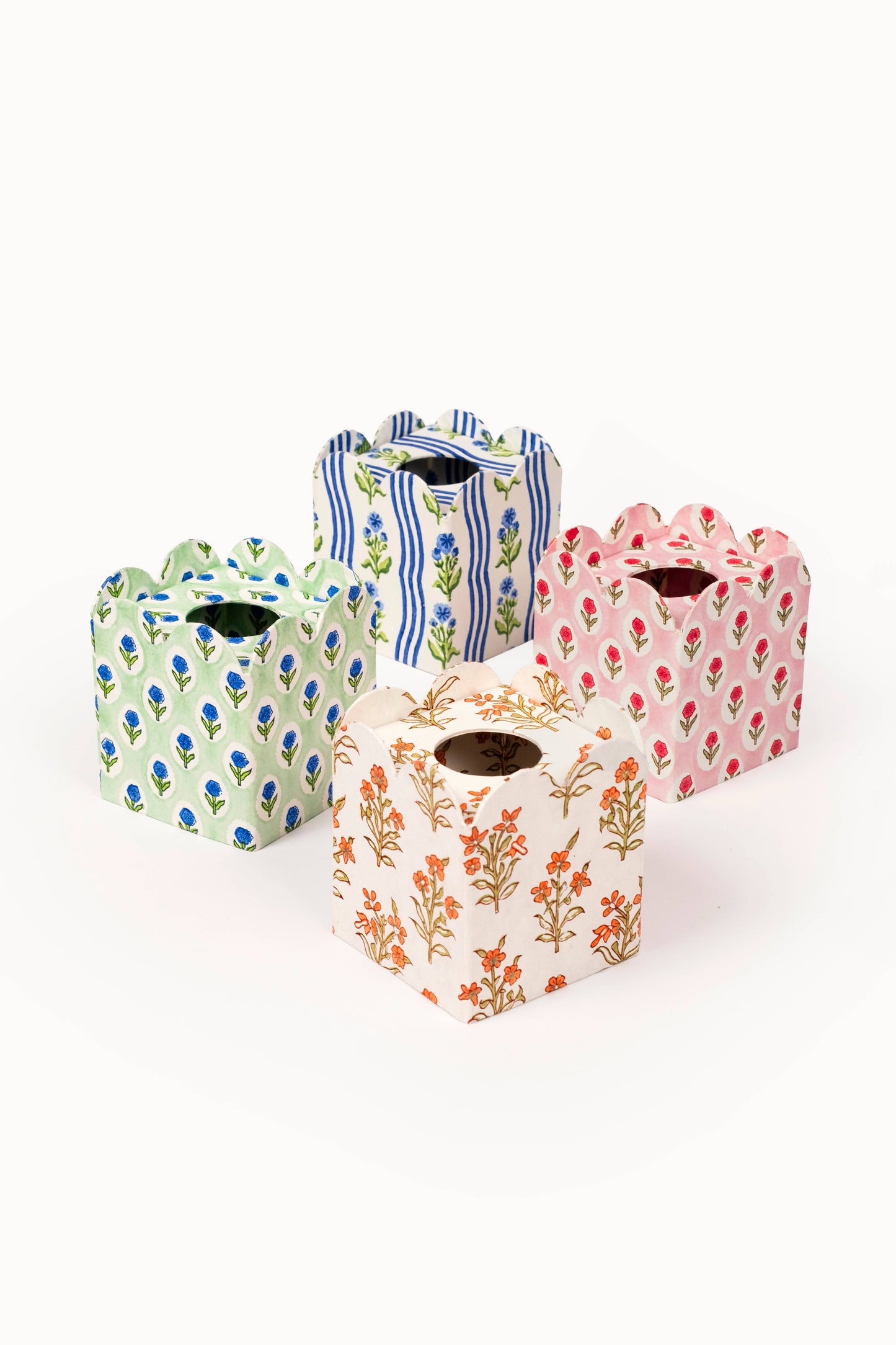 Block Print Tissue Box Cover - Leela Apricot (Collapsible)
