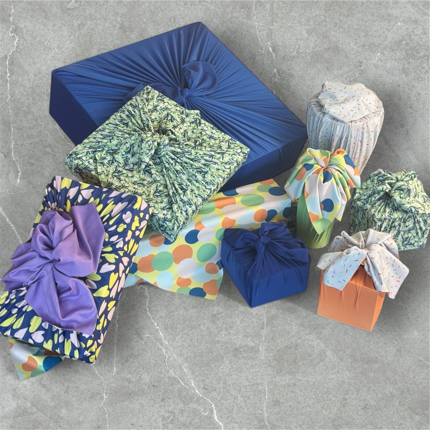 Assorted Set of 9 Reusable Cloth Furoshiki Gift Wrap | All Occasion Collection
