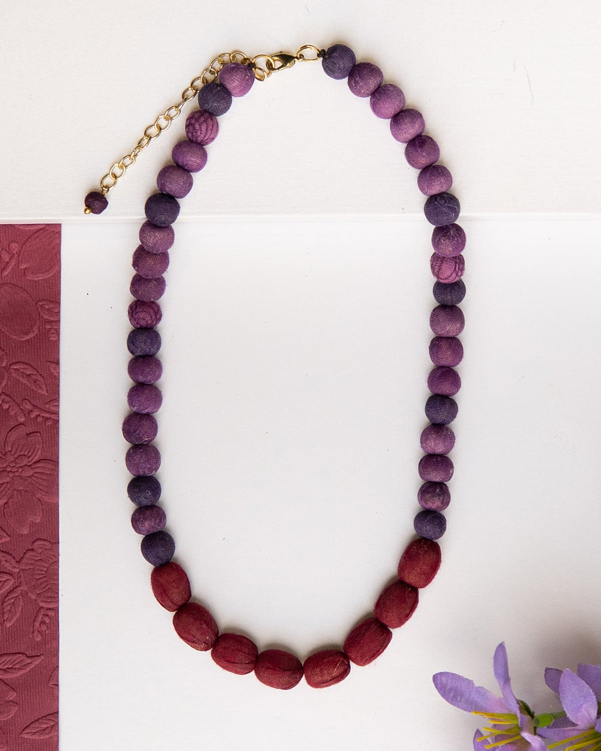 Kantha Couplet Necklace | Purple/Burgundy