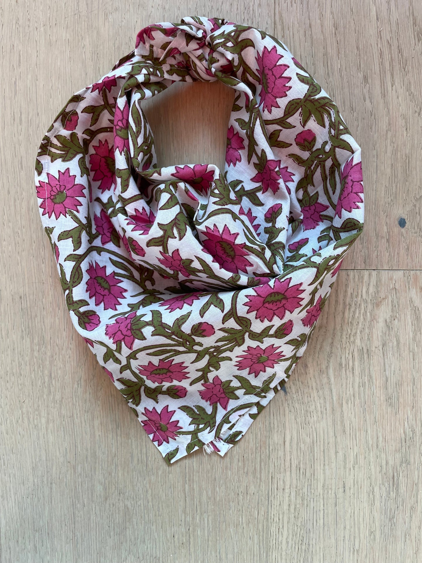Bandana Scarf - Darlington Floral Raspberry Square