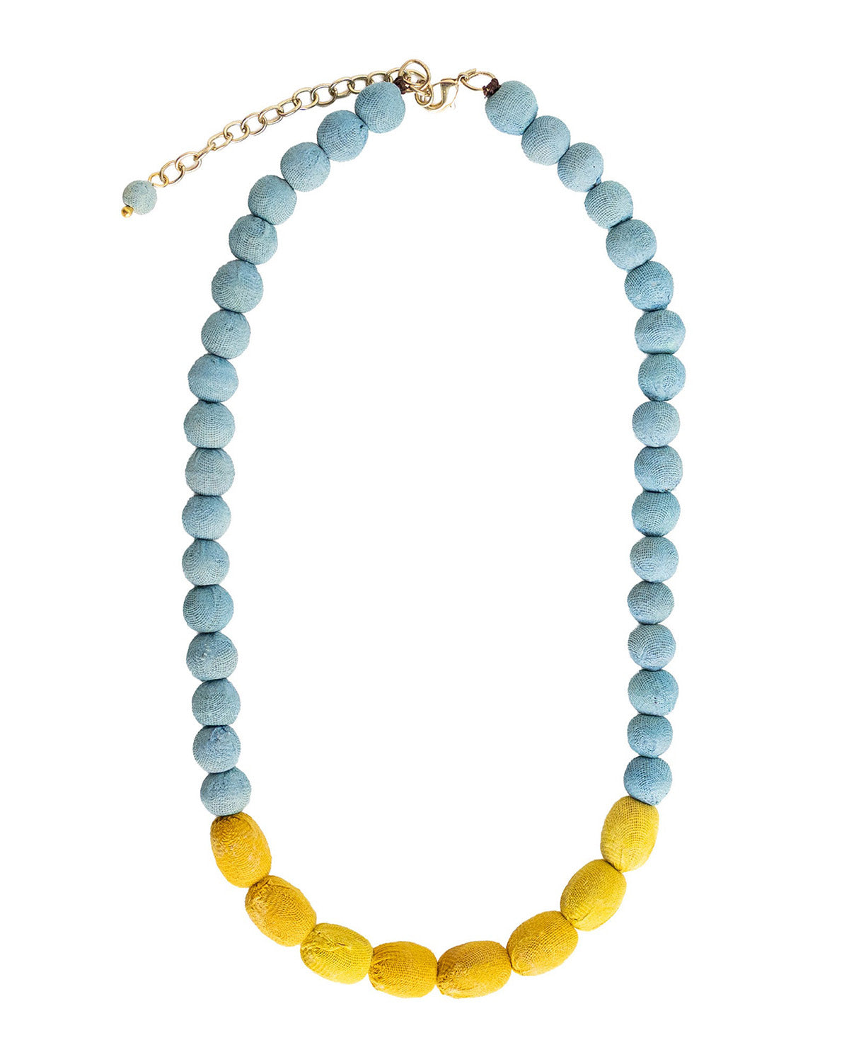 Kantha Couplet Necklace | Ocean/Mustard