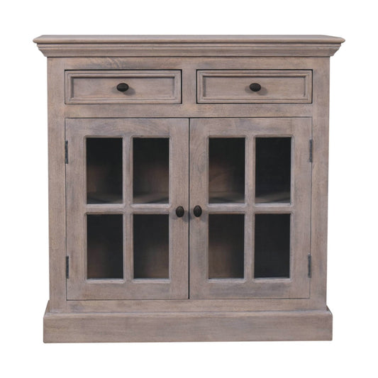 Solid Wood Stone Finish Cabinet with Glazed Doors