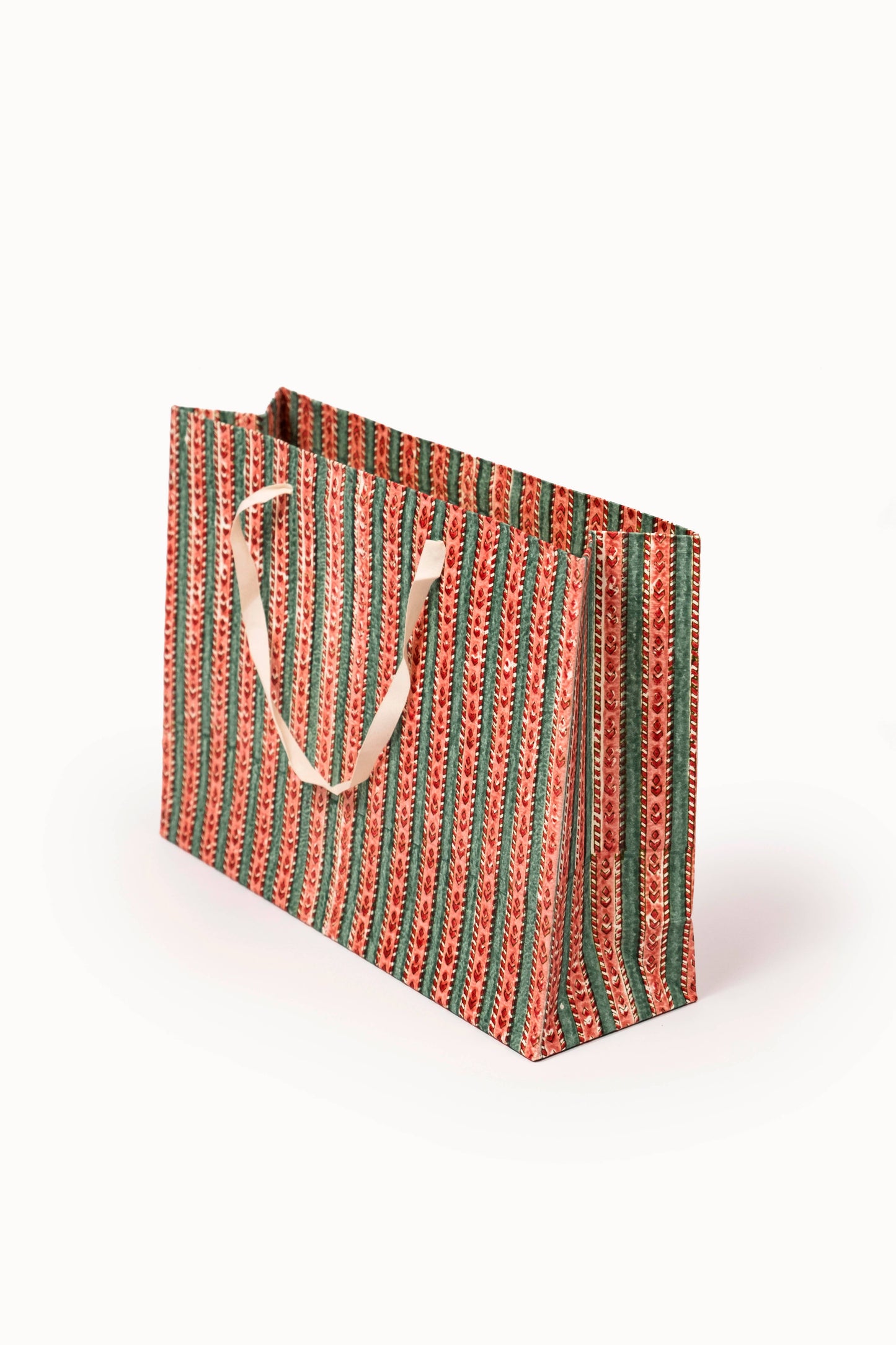 S/3 Large Crimson Gift Bags - Block Print