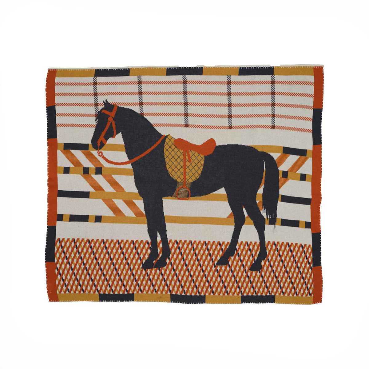 Equestrian Cheval - Cotton Sustainable Knit Patterned | Stripes Throw Blanket