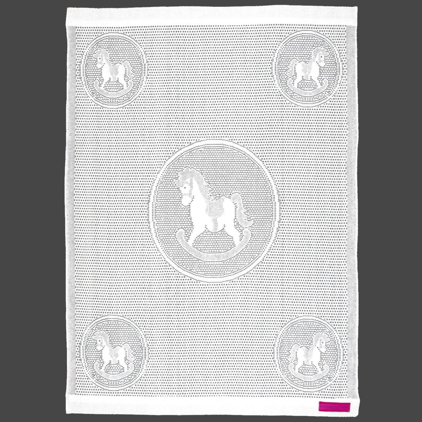 Southampton Home Lace Weave Rocking Horse Baby Blanket ~ White ~