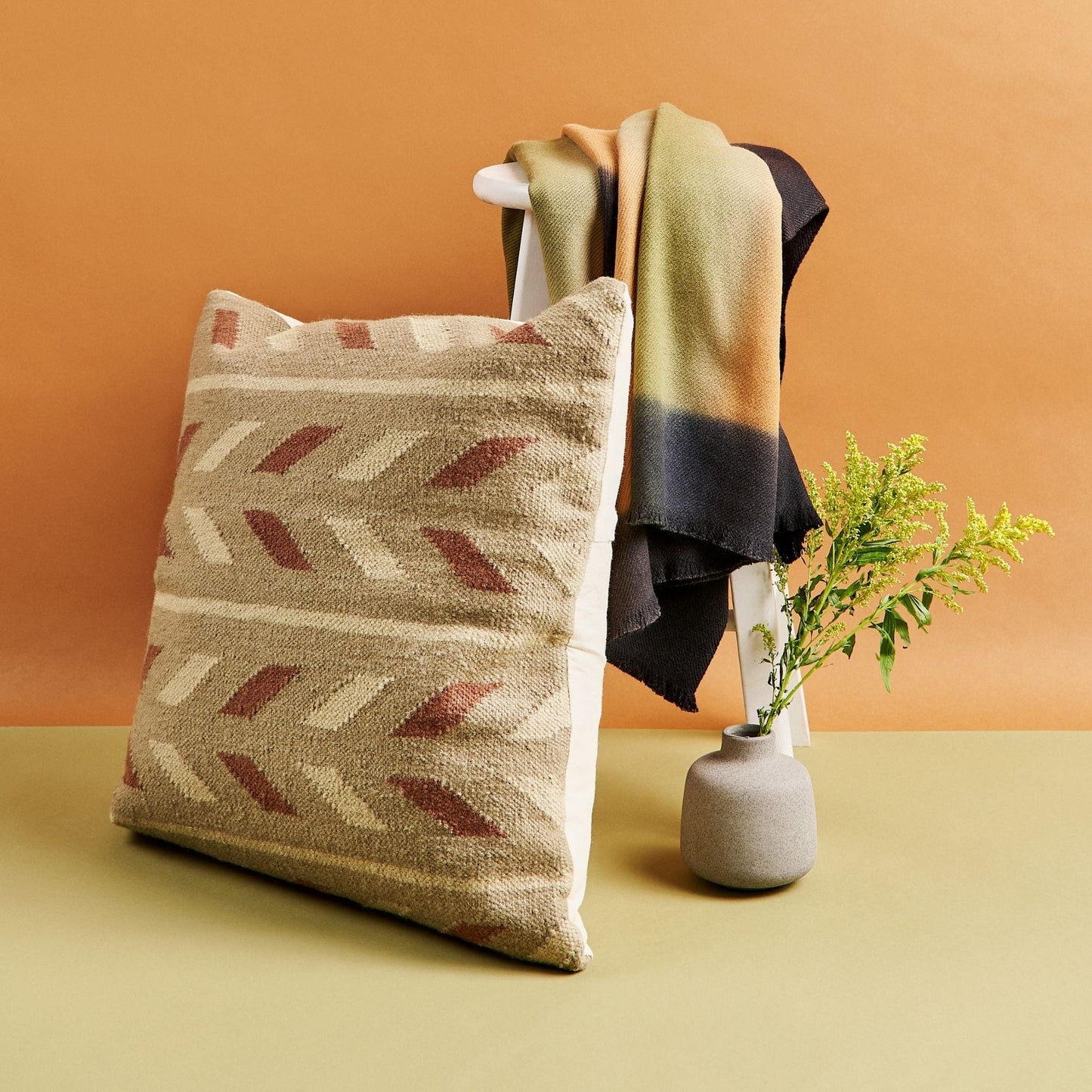 Olyv Green Hand Spun Merino Handloom Throw