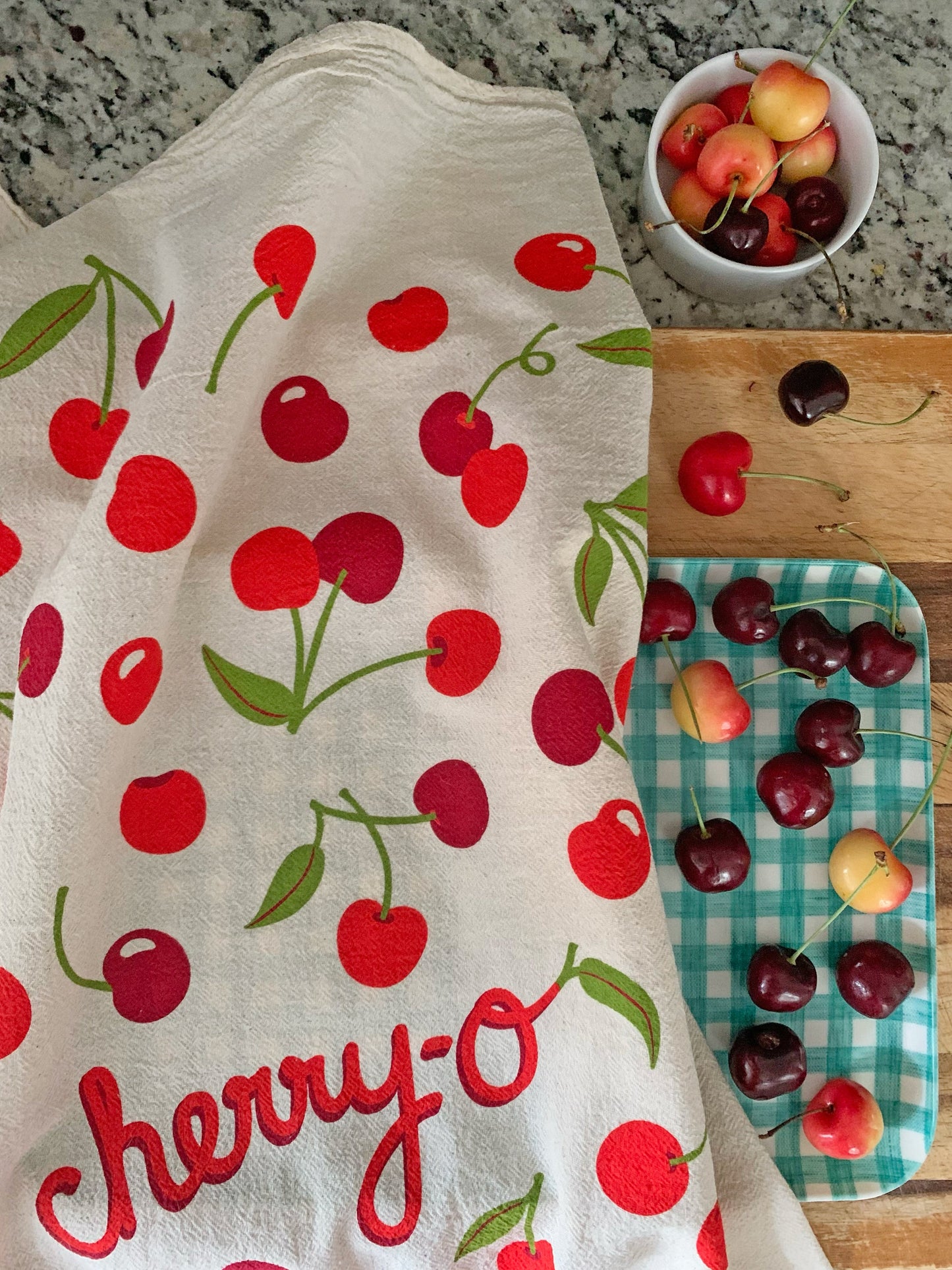Cherry Dish Towel + Sponge Cloth Gift Set