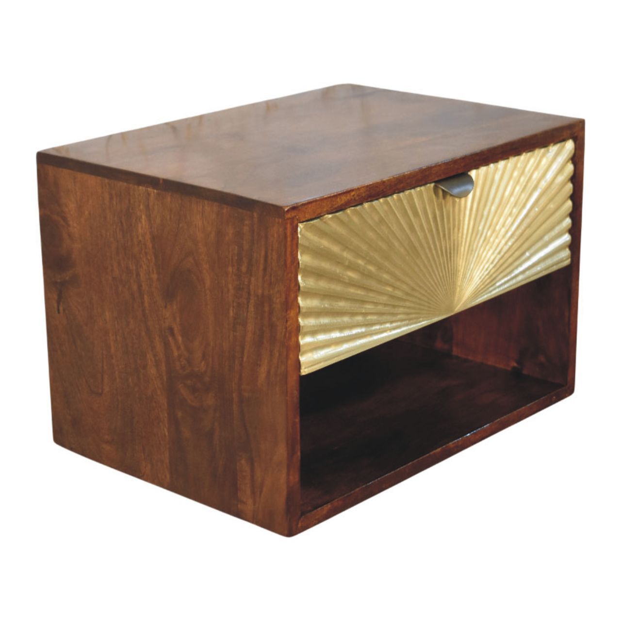 Solid Wood Sunburst Wall-Mounted Bedside