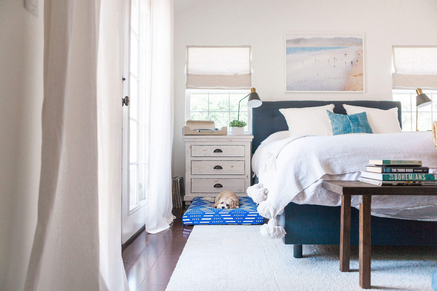 Blue Bogolan | Boho Dog Bed or Bed Cover