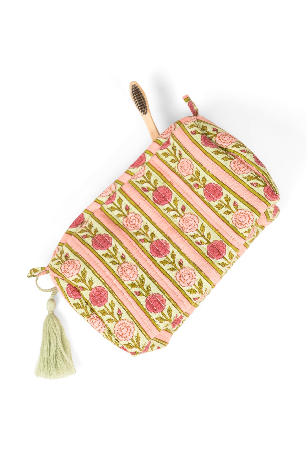 Vintage Floral Stripes Makeup Bag