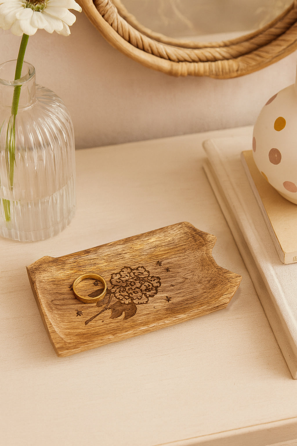 Pennsylvania State Mountain Laurel Trinket Dish - Mango Wood