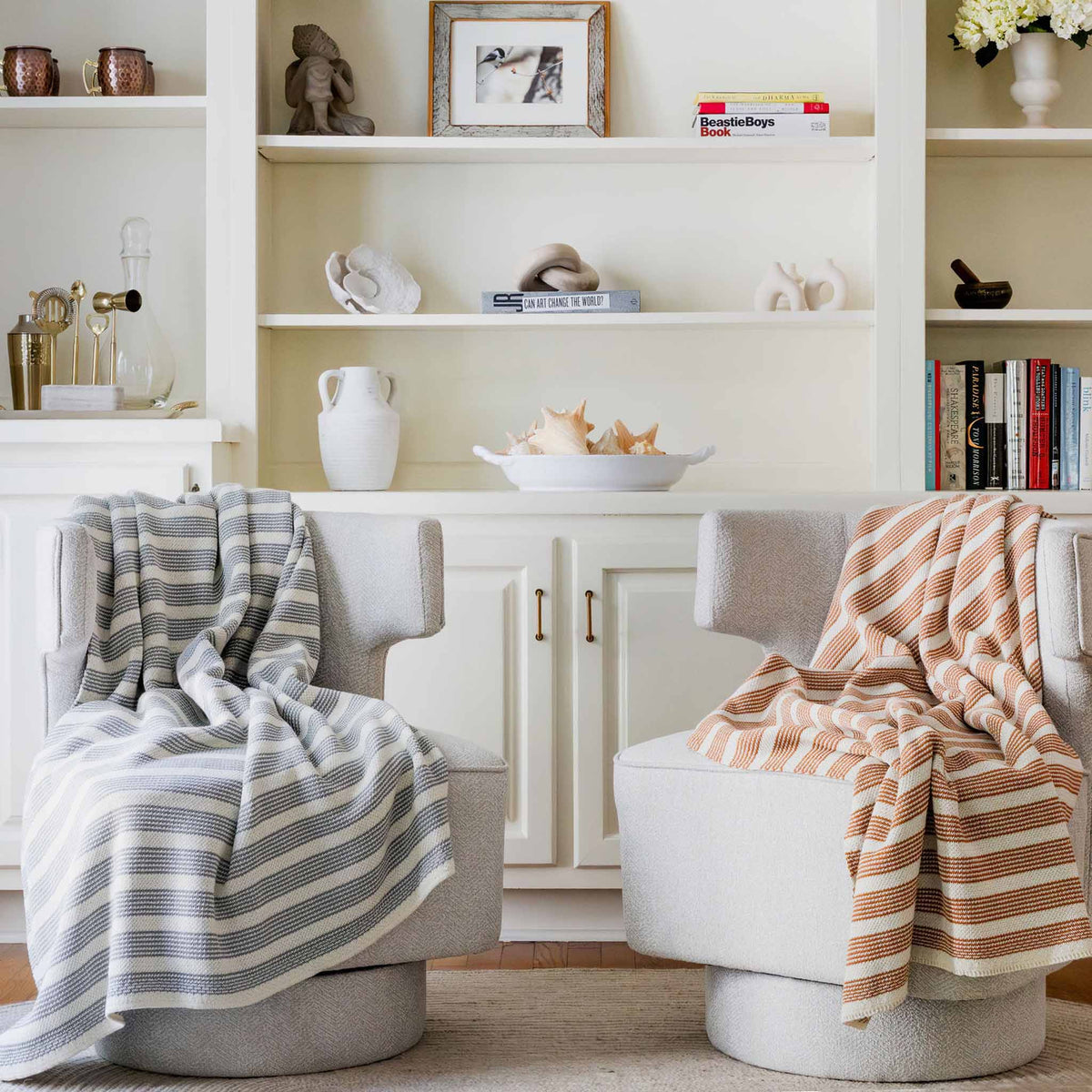 Poly Pinstripe - Indoor | Outdoor Sustainable Knit Minimalist Throw Blanket