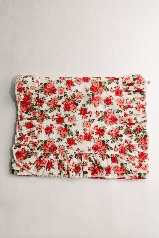 Vintage-Inspired Floral- Pochette à motif de rose rouge - Osadia Concept Store