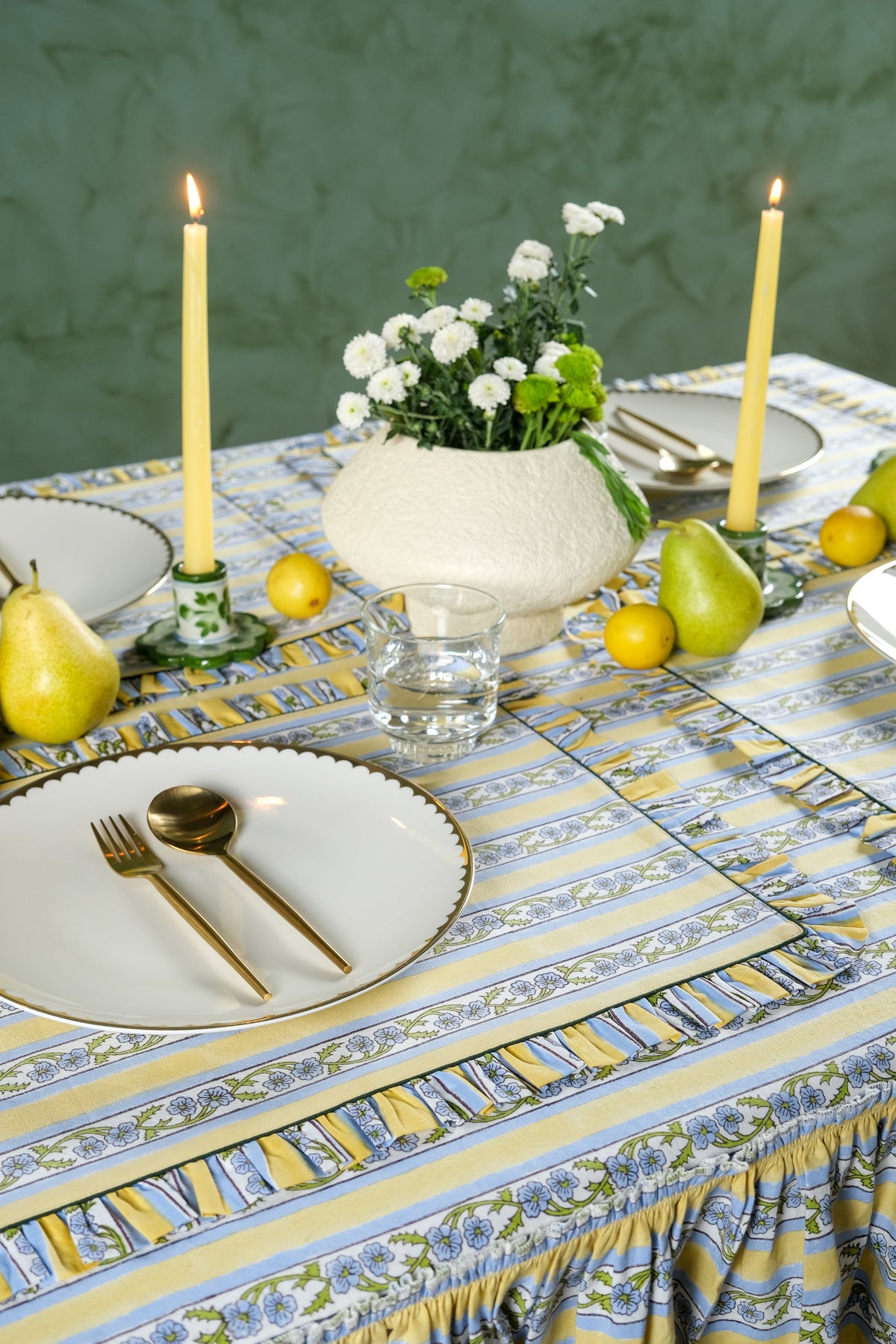 Provence Blockprint Placemat in Butter Yellow, Set of 2