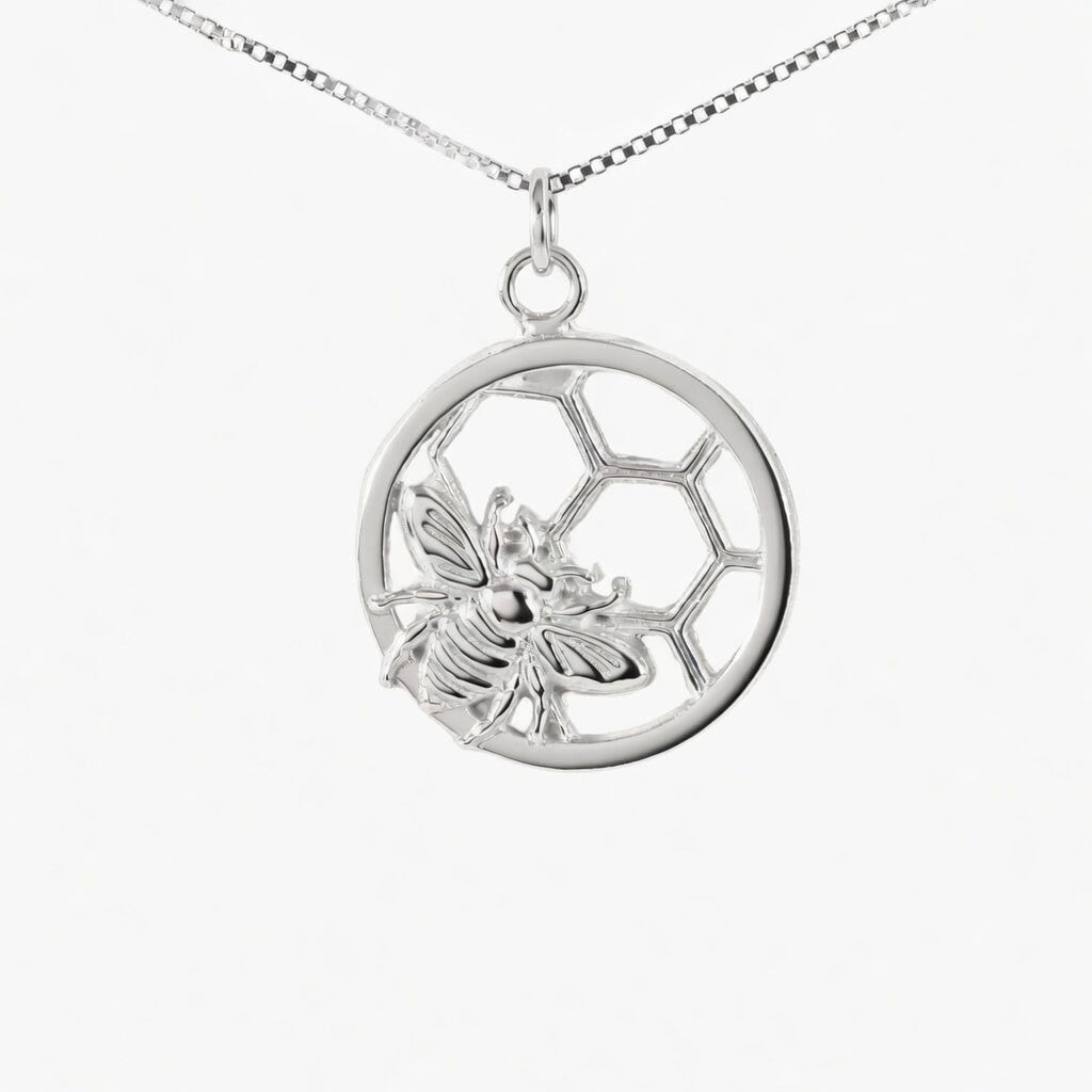 Bee Circle Necklace Sterling Silver
