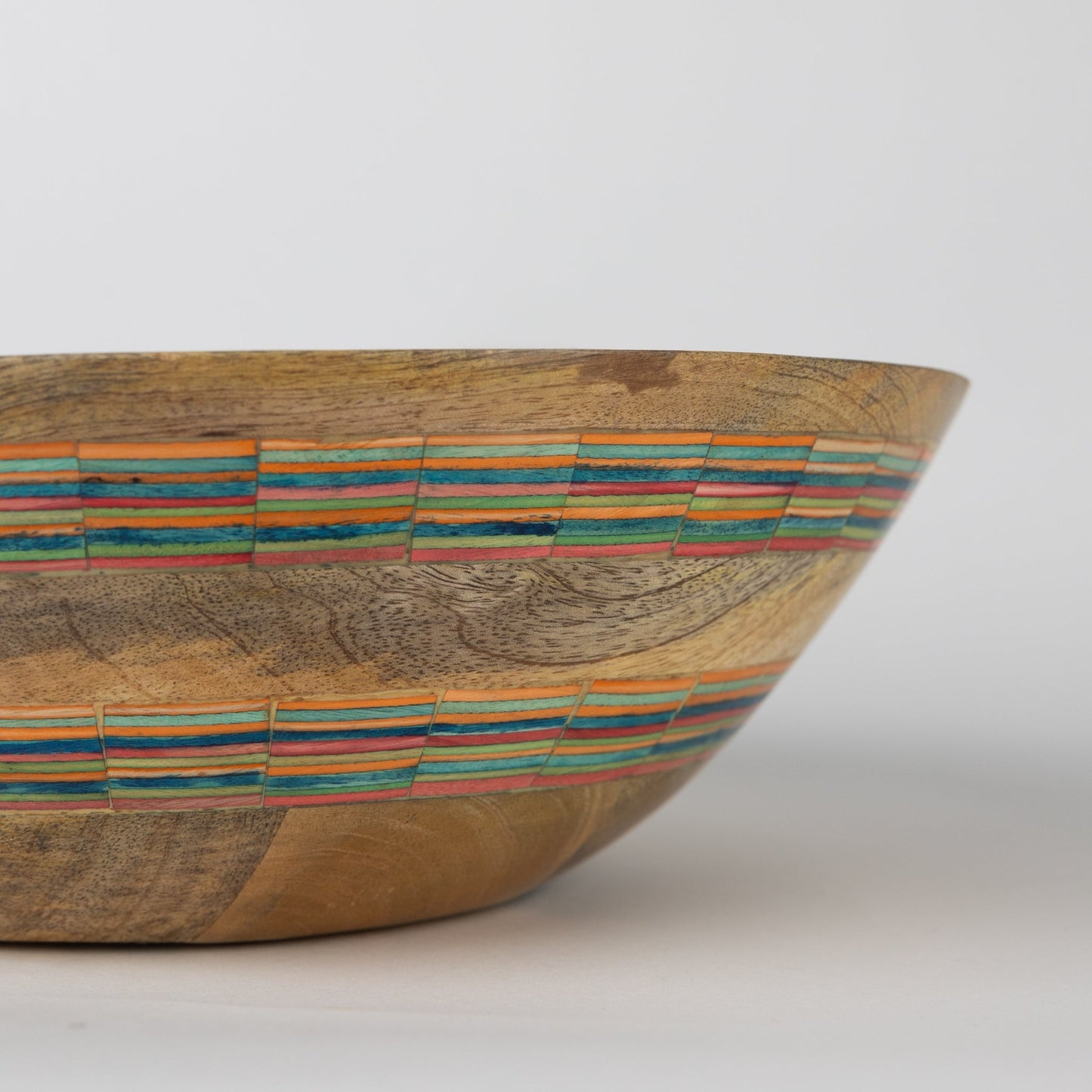 Striped Mango Wood Salad Bowl