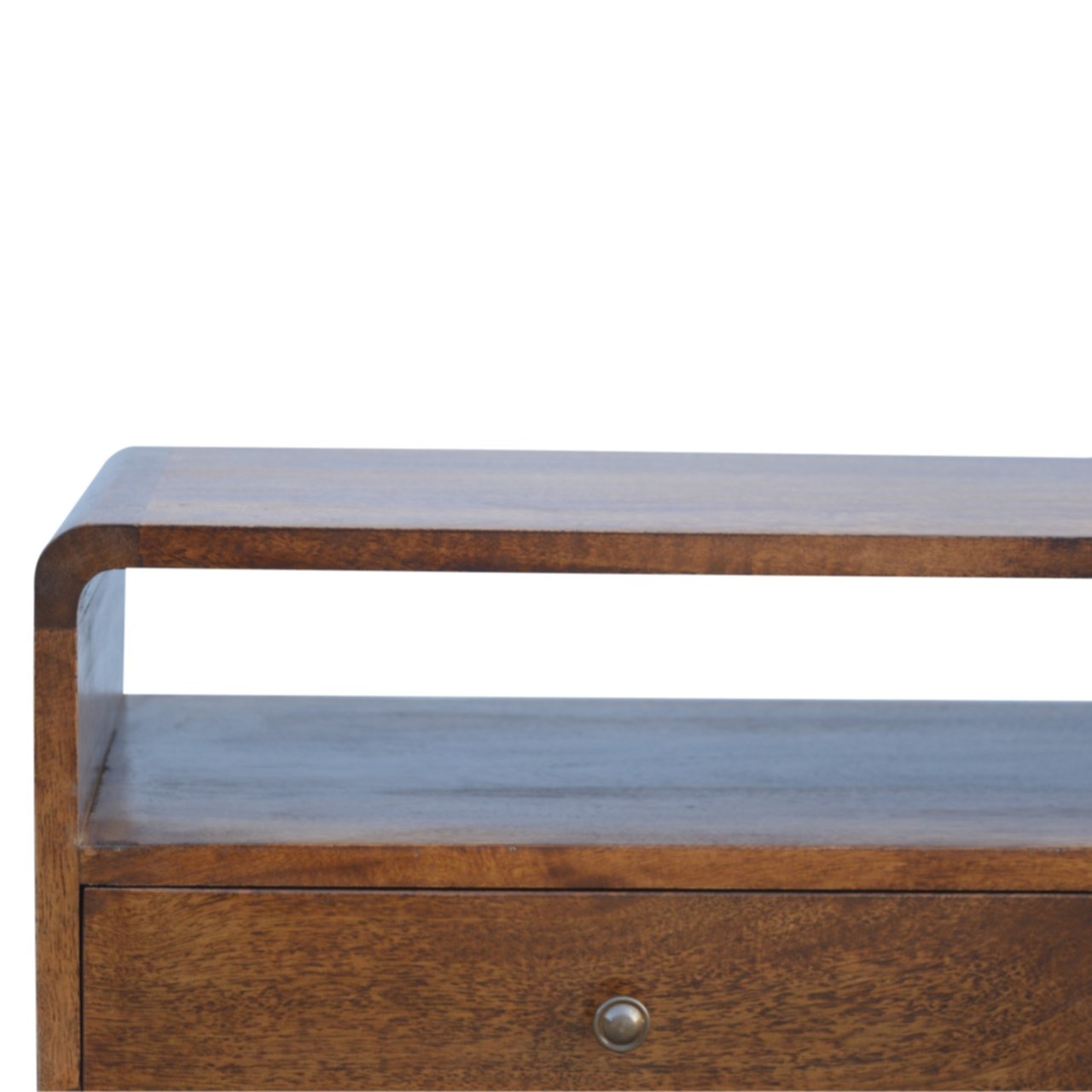 Solid Wood Curved Chestnut Media Unit