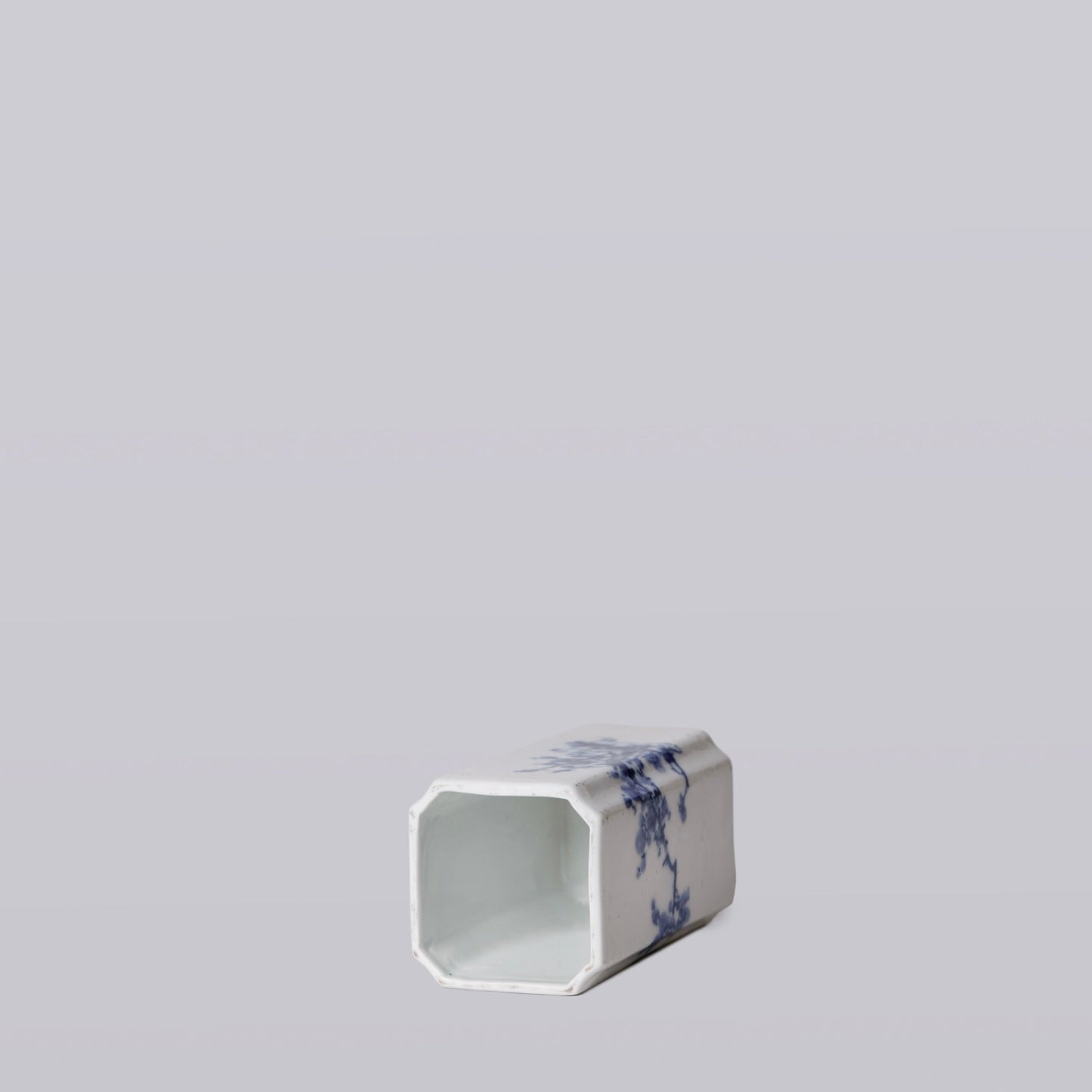 1920s Blue and White Porcelain Cherry Blossom Square Vase
